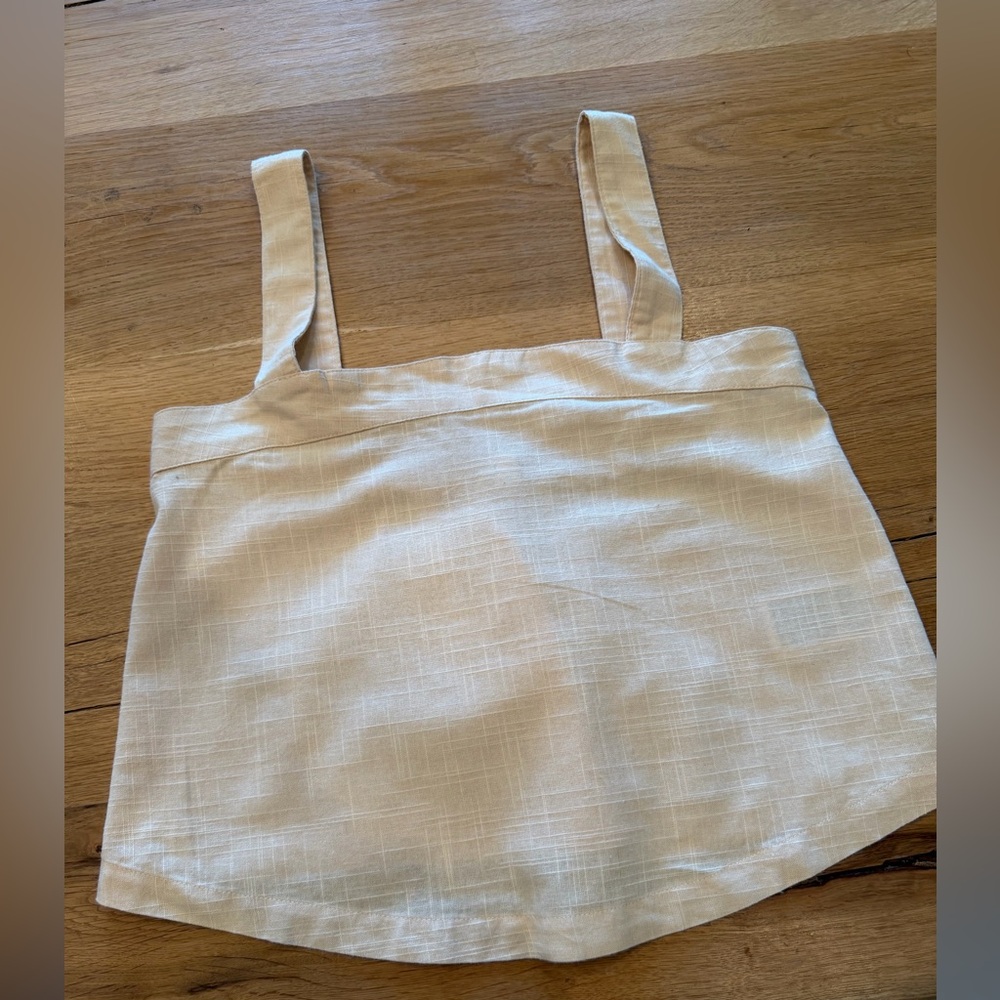 Roxy Cream Linen-Texture Tank Top